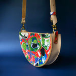 Load image into Gallery viewer, Handmade Leather Large Halfmoon Shoulder Bag - Marbled
