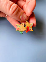 Load image into Gallery viewer, Handmade Leather Star Hoop Earrings - Marbled
