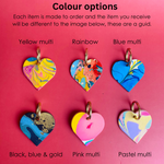 Load image into Gallery viewer, Handmade Leather Marbled Heart Keyring - Personalisation Available

