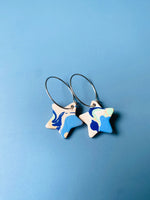 Load image into Gallery viewer, Handmade Leather Star Hoop Earrings - Marbled
