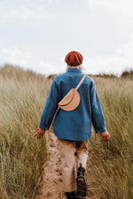 Load image into Gallery viewer, SECONDS - Large Slim Handmade Leather Halfmoon Crossbody Bag - Marbled
