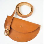Load image into Gallery viewer, SECONDS Small Slim Handmade Leather Halfmoon Crossbody Bag - Brown
