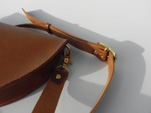 XL Handmade Leather Halfmoon Shoulder Bag - Marbled