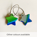 Load image into Gallery viewer, Handmade Leather Star Hoop Earrings - Marbled
