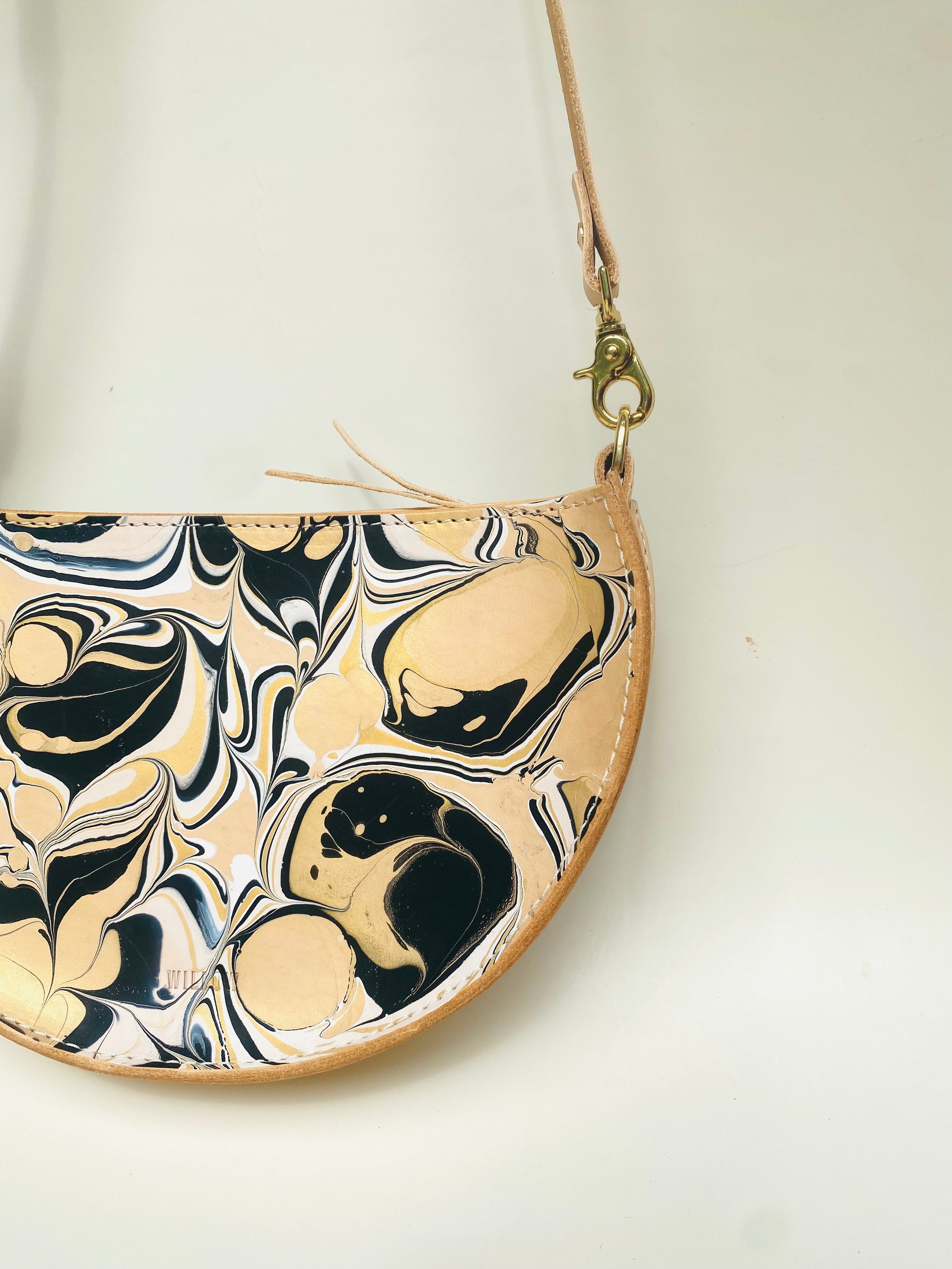 SECONDS Large Halfmoon Shoulder Bag - Marbled