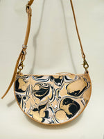 Load image into Gallery viewer, Handmade Leather Large Halfmoon Shoulder Bag - Marbled
