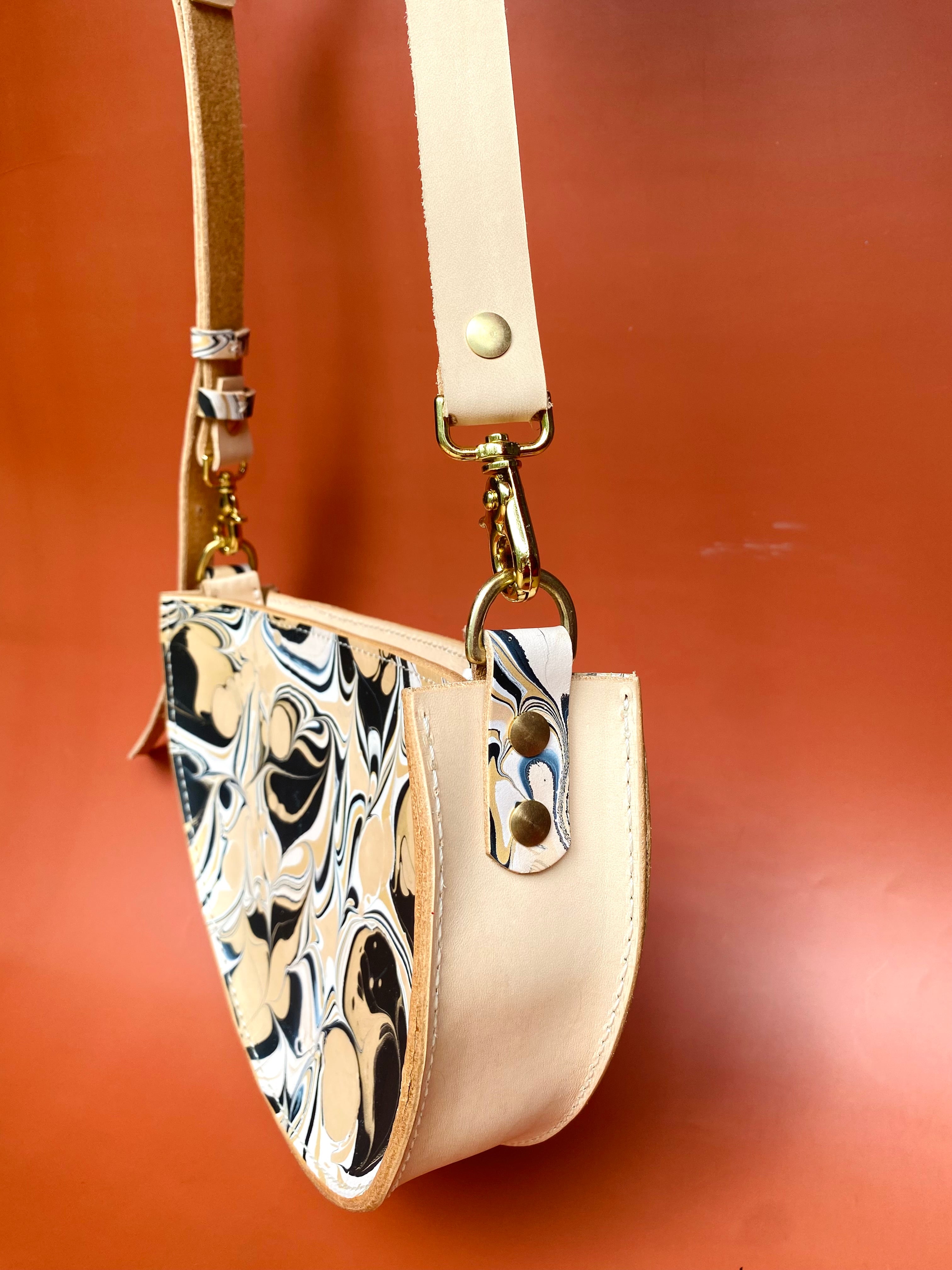 SECONDS Large Halfmoon Shoulder Bag - Marbled