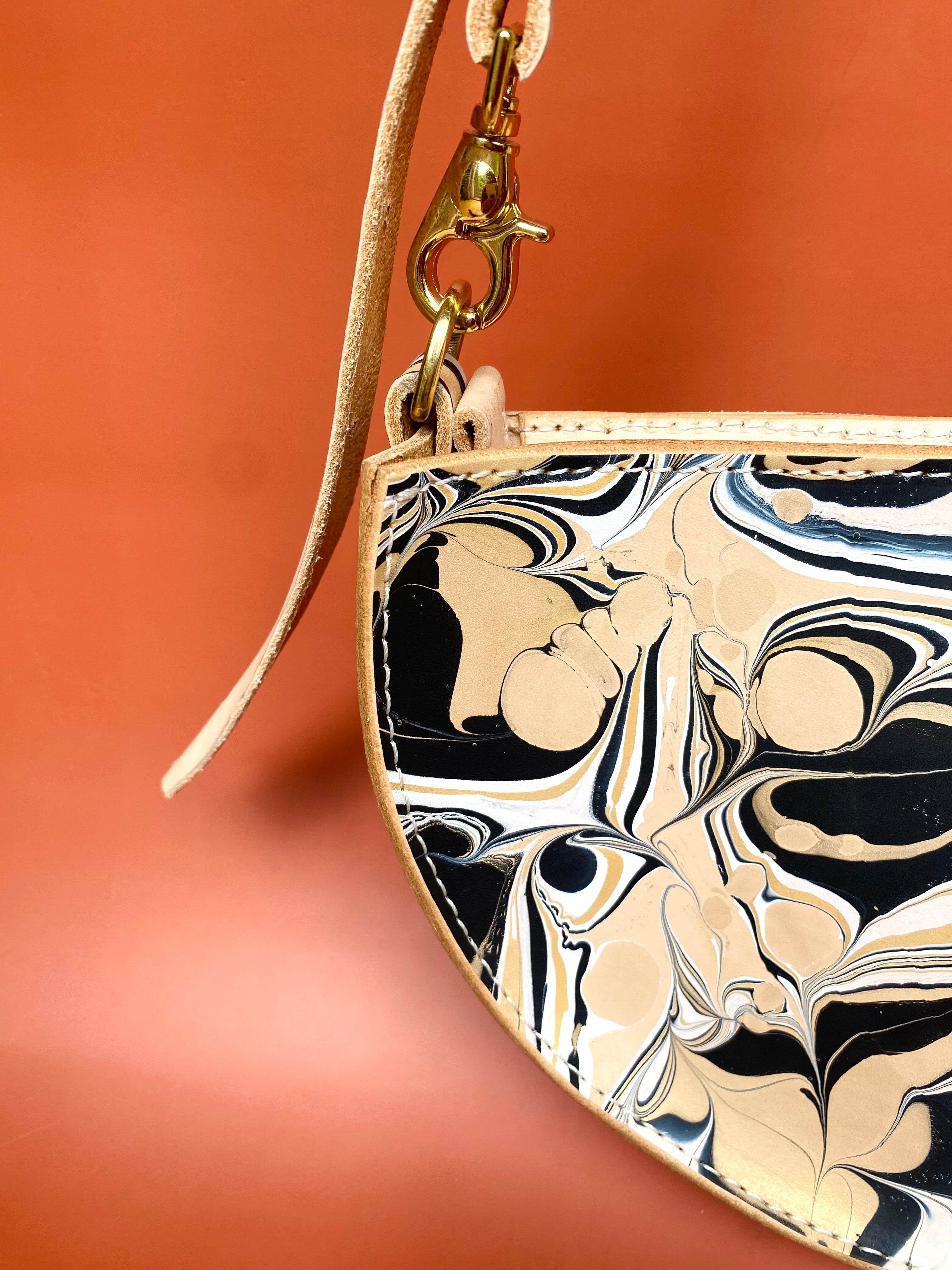 SECONDS Large Halfmoon Shoulder Bag - Marbled