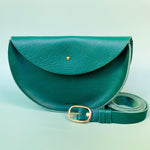 Load image into Gallery viewer, Large Handmade Leather Halfmoon Crossbody Bag With Pocket
