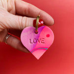 Load image into Gallery viewer, Handmade Leather Marbled Heart Keyring - Personalisation Available
