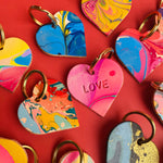 Load image into Gallery viewer, Handmade Leather Marbled Heart Keyring - Personalisation Available
