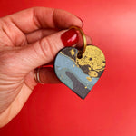 Load image into Gallery viewer, Handmade Leather Marbled Heart Keyring
