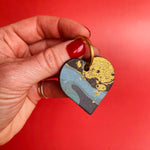 Load image into Gallery viewer, Handmade Leather Marbled Heart Keyring - Personalisation Available
