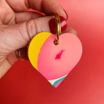 Load image into Gallery viewer, Handmade Leather Marbled Heart Keyring - Personalisation Available
