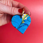 Load image into Gallery viewer, Handmade Leather Marbled Heart Keyring - Personalisation Available
