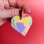 Load image into Gallery viewer, Handmade Leather Marbled Heart Keyring - Personalisation Available
