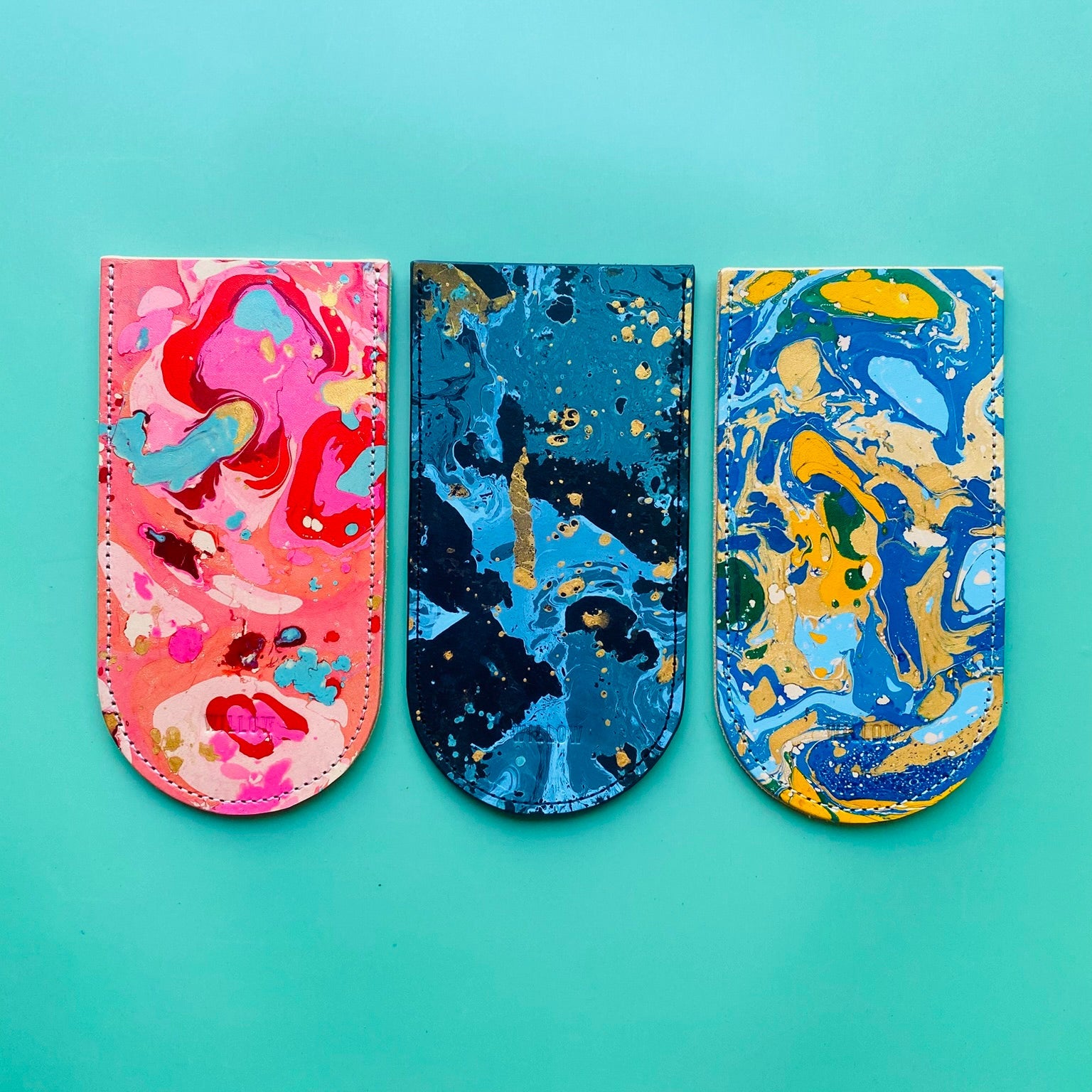Handmade Marbled Leather Glasses Case