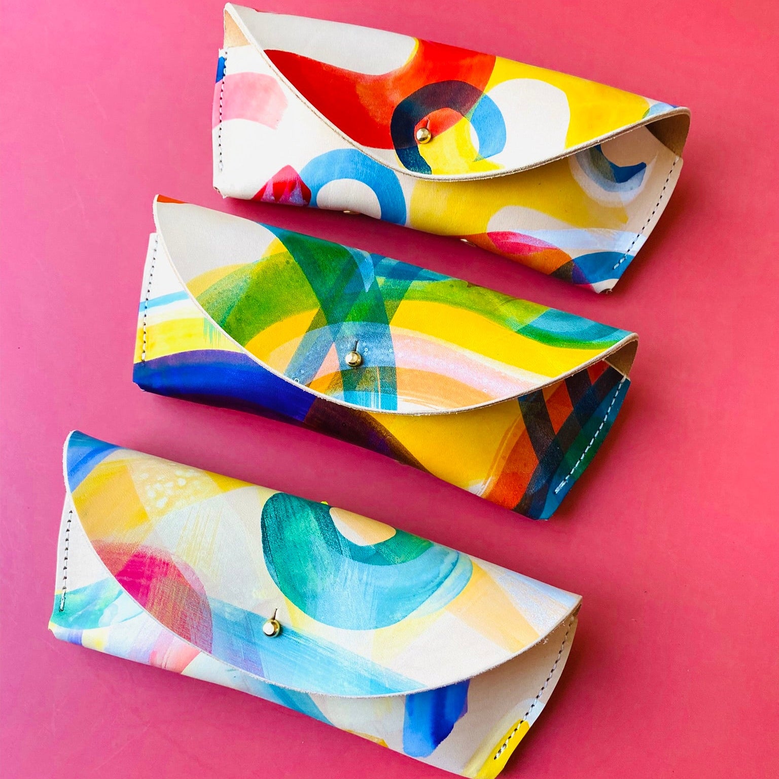 Leather Glasses Case Large - Hand Painted