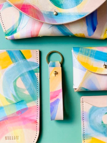 Handmade Leather Key loop - Hand Painted