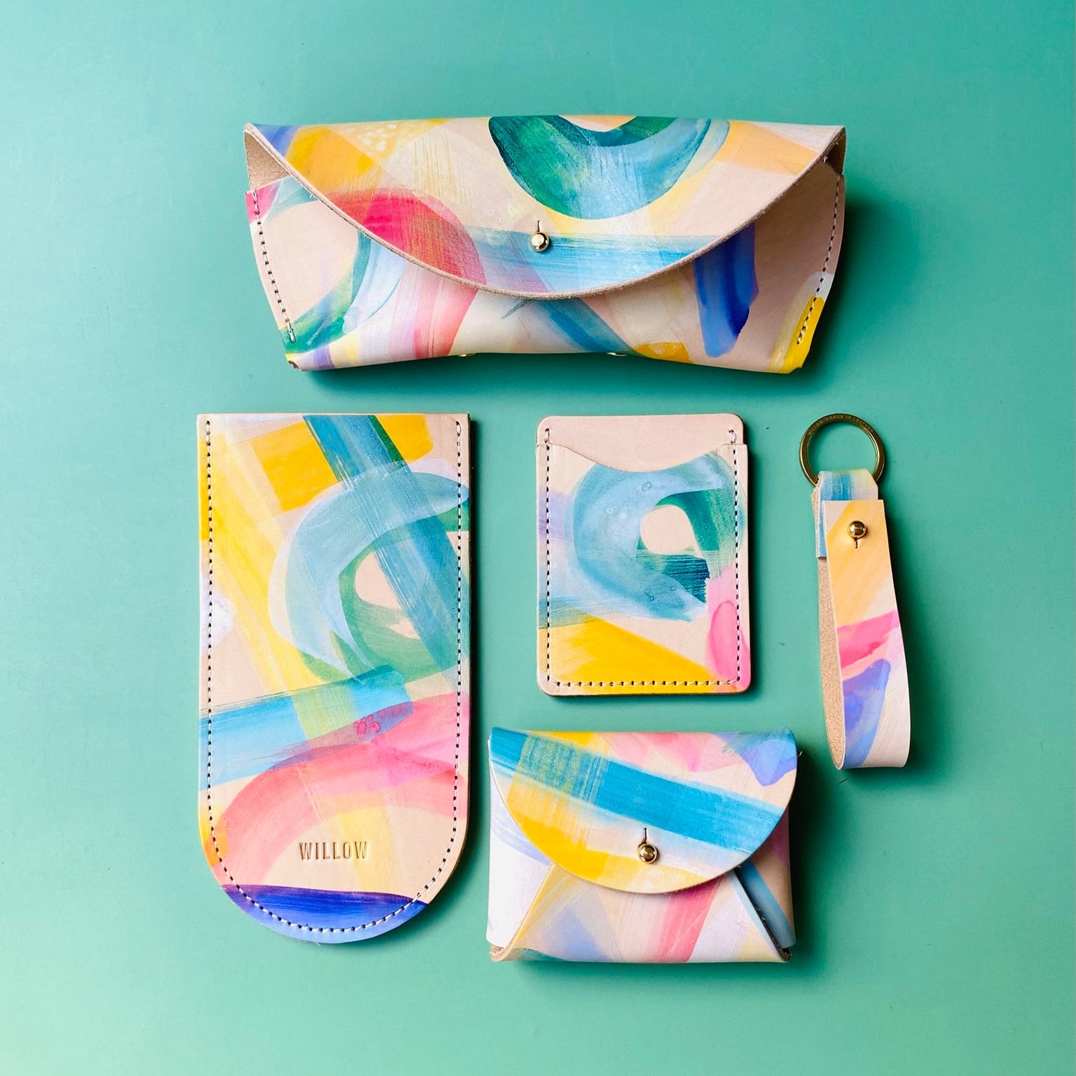 Leather Card Purse - Hand Painted