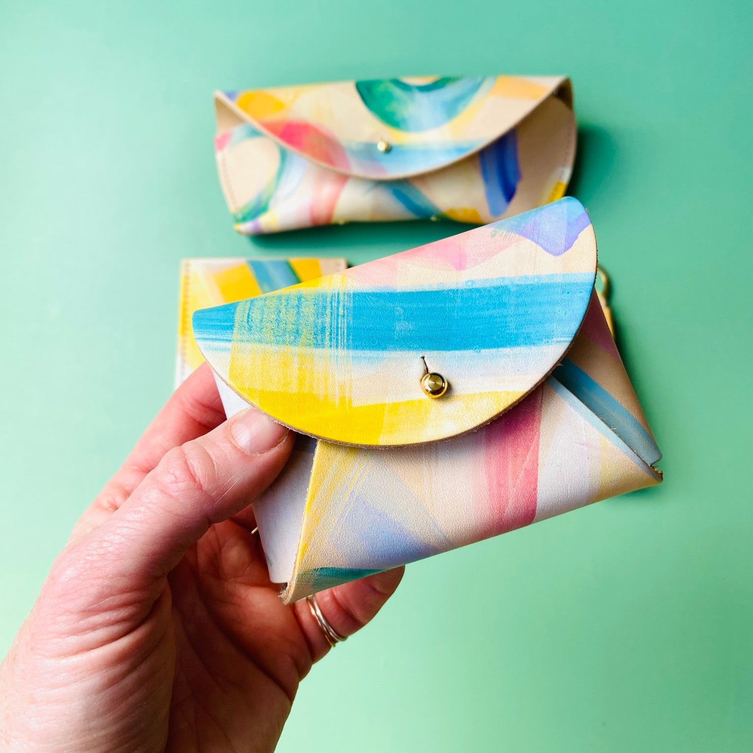 Leather Card Purse - Hand Painted