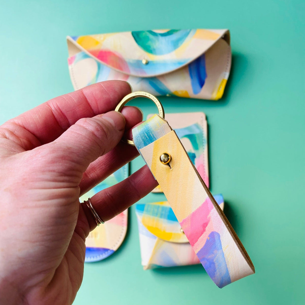 Best Handmade Leather Marbled Key loop - Personalisation Available ...