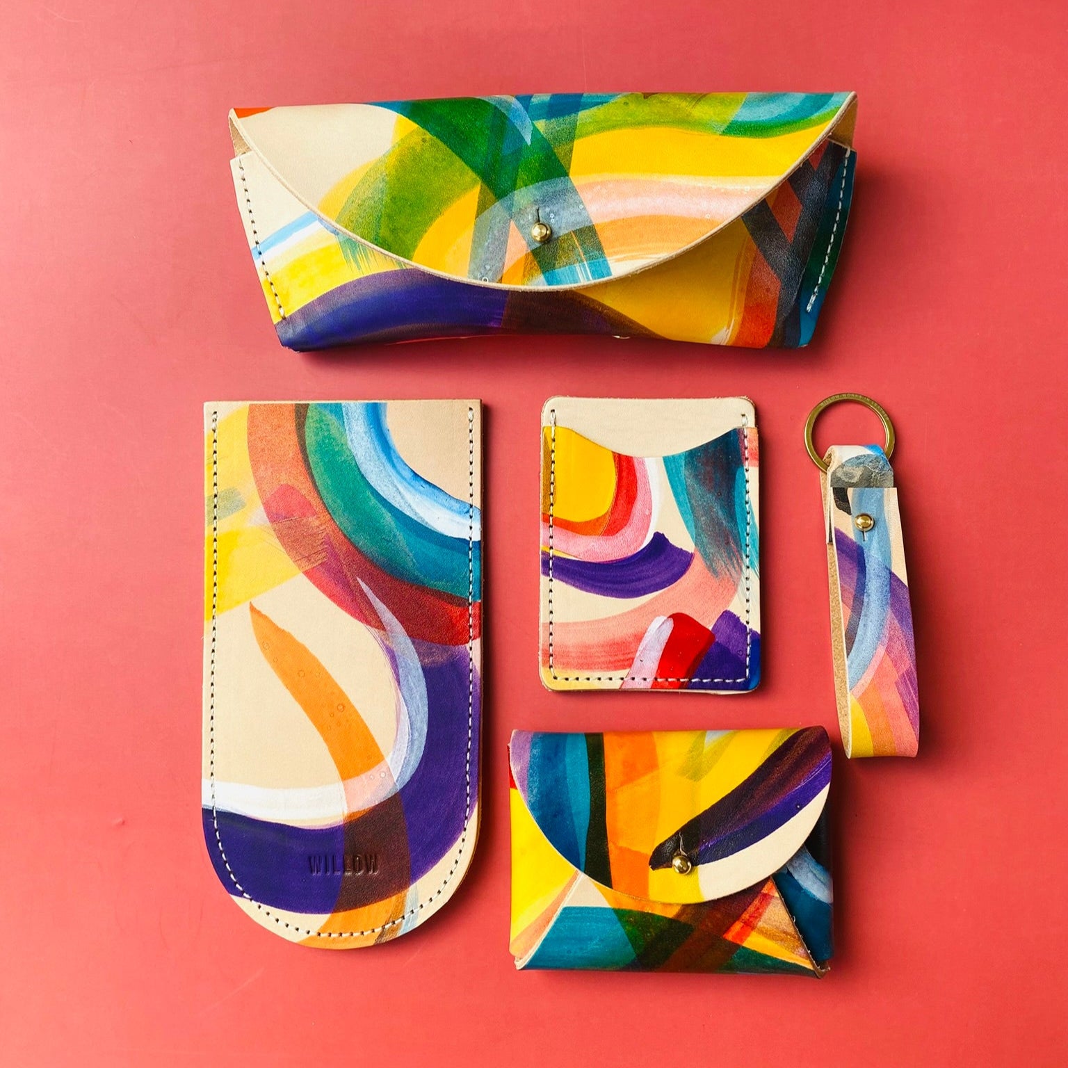 Leather Card Purse - Hand Painted