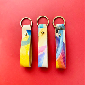 Handmade Leather Key loop - Hand Painted