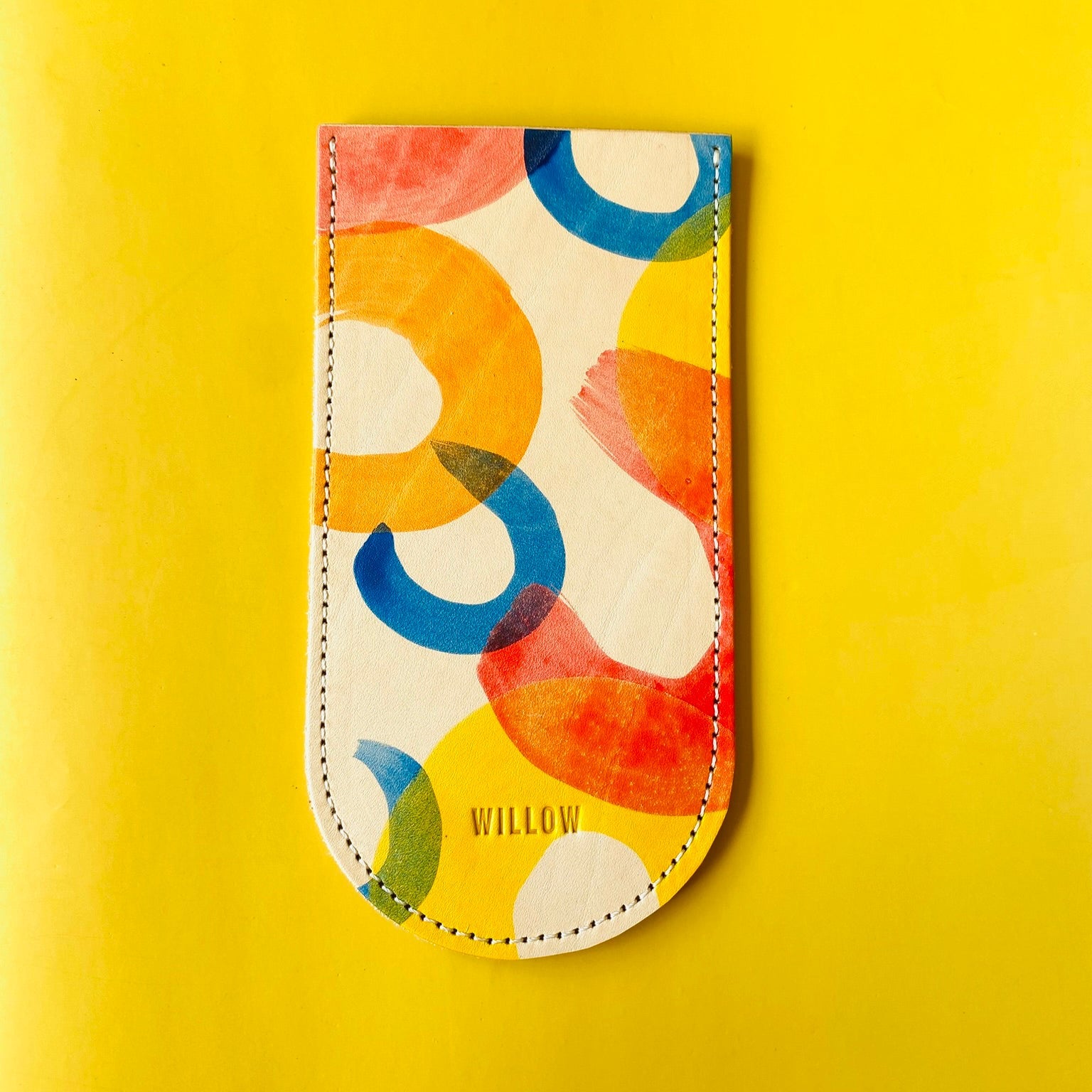 Leather Slim Glass Case - Hand Painted