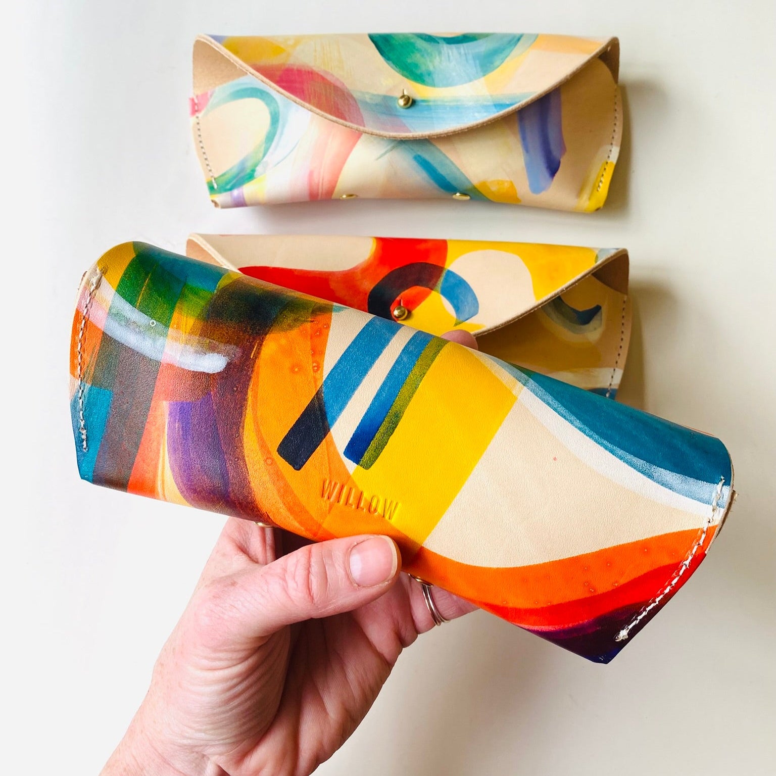 Leather Glasses Case Large - Hand Painted