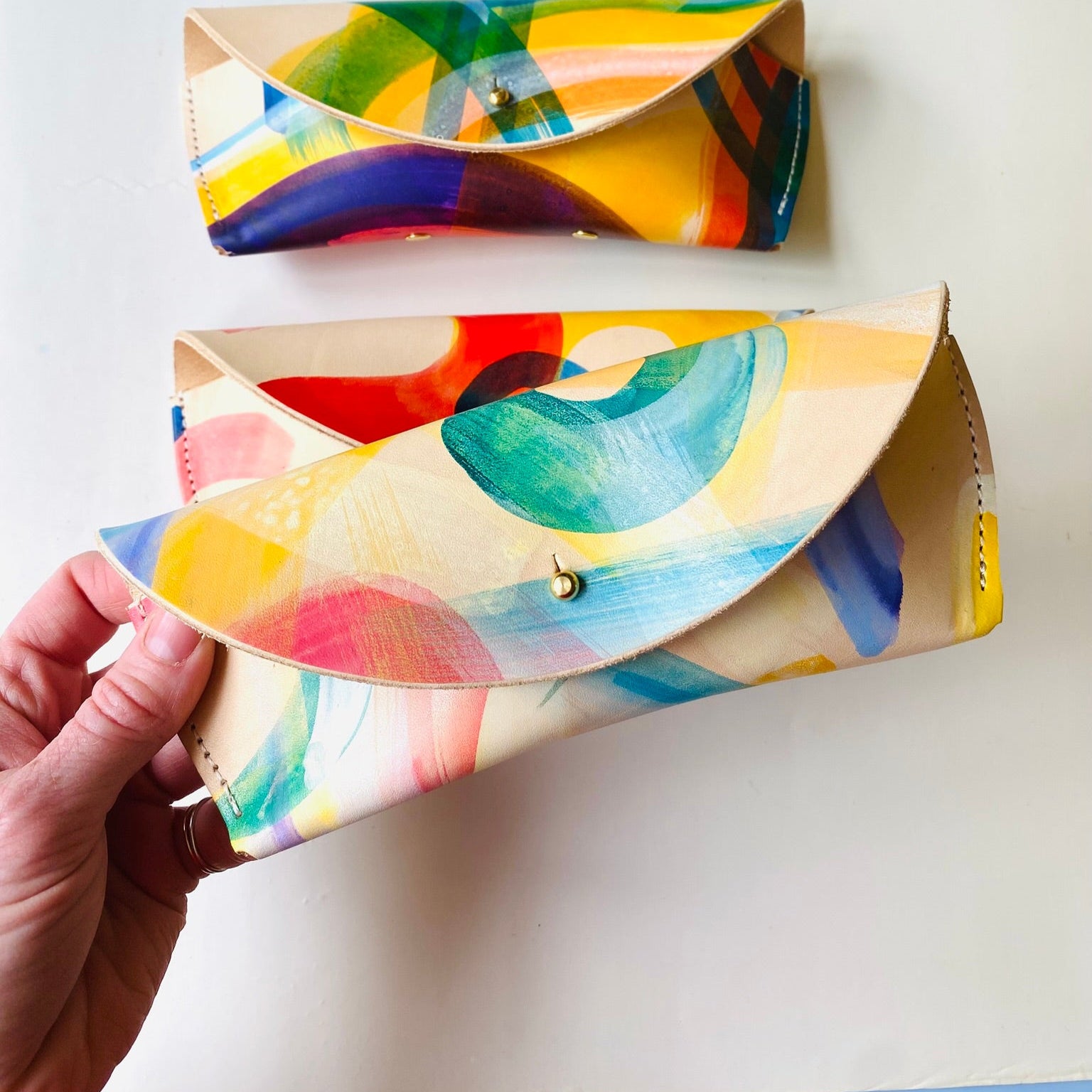 Leather Glasses Case Large - Hand Painted