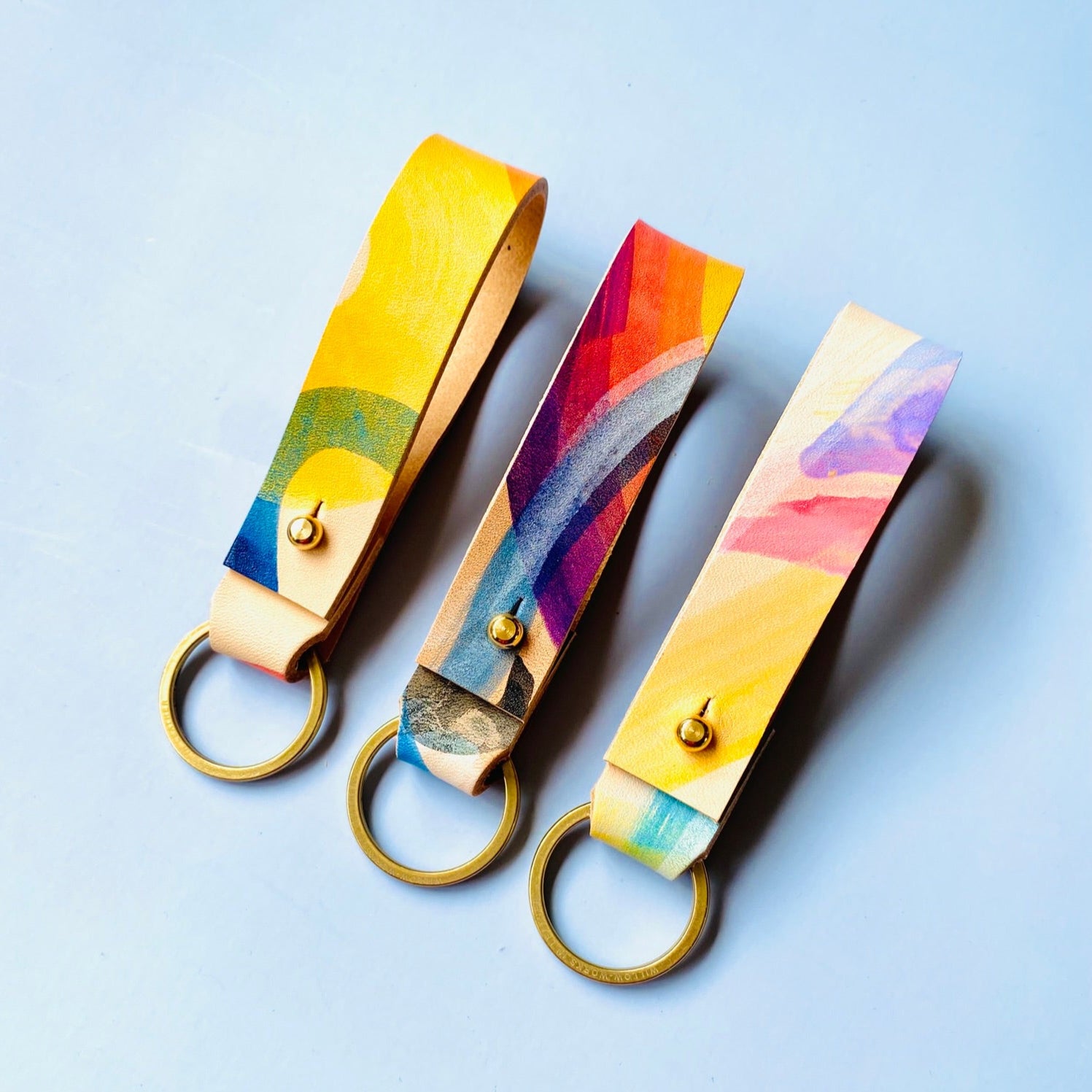 Handmade Leather Key loop - Hand Painted