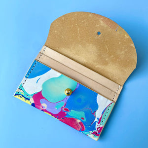 Handmade Leather Card Purse - Marbled