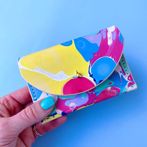 Handmade Leather Card Purse - Marbled