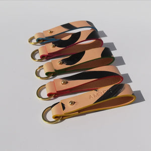 Handmade Leopard Leather Wrist Key Loop With Coloured Edge