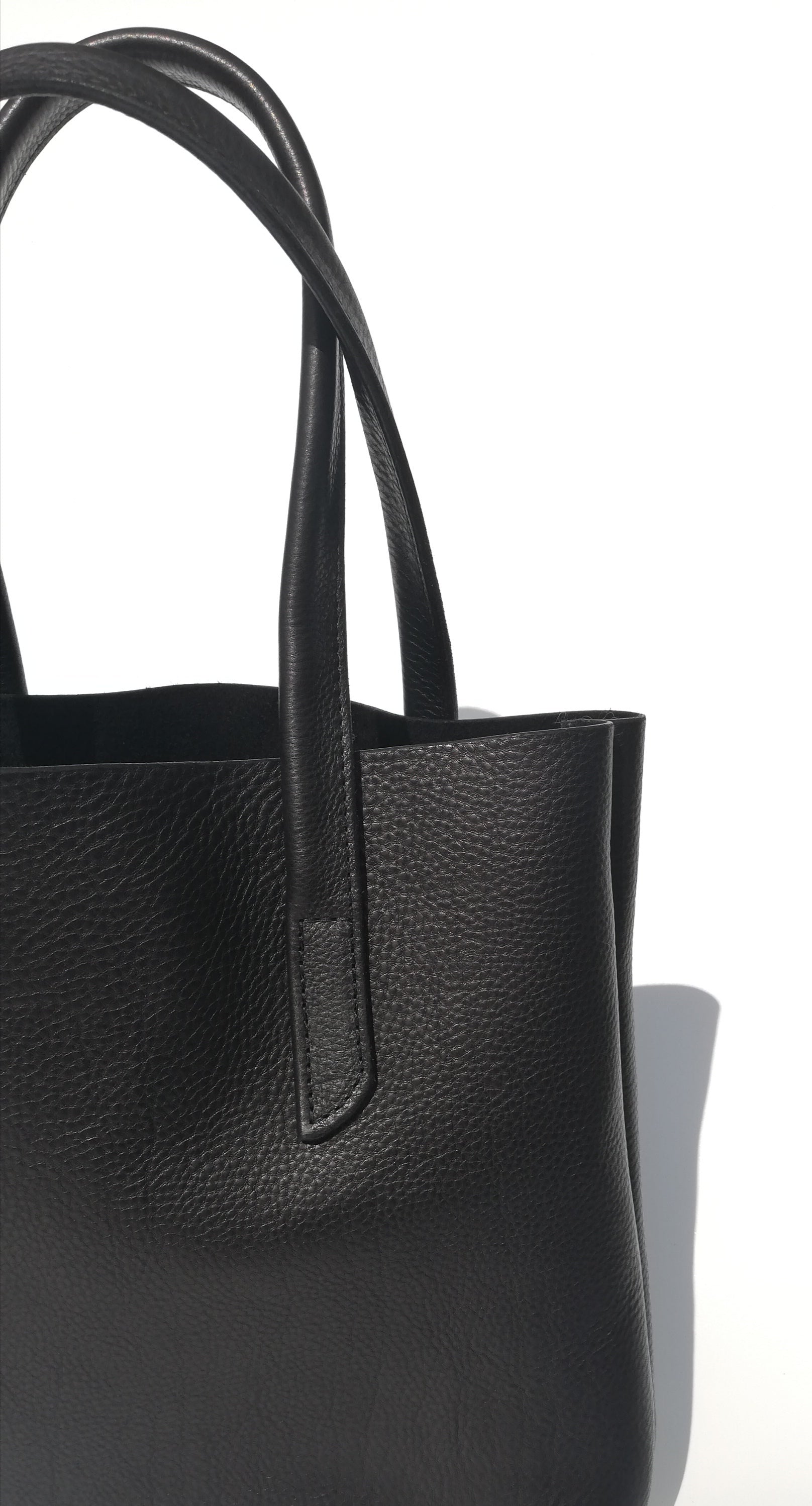 Large Handmade Leather Soft Tote Bag with magnet fastening - Navy