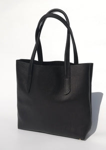Large Handmade Leather Soft Tote Bag with magnet fastening - Navy