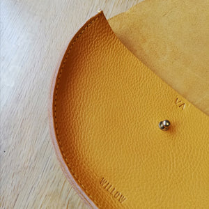 Small Slim Handmade Leather Halfmoon Crossbody Bag - Marbled