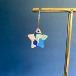 Load image into Gallery viewer, Handmade Leather Star Hoop Earrings - Marbled
