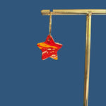 Load image into Gallery viewer, Handmade Leather Star Hoop Earrings - Marbled
