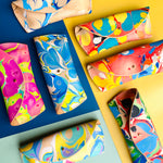Load image into Gallery viewer, Handmade Marbled Leather Glasses Case - Large
