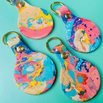 Load image into Gallery viewer, Handmade Leather Marbled Keyring - Personalisation Available
