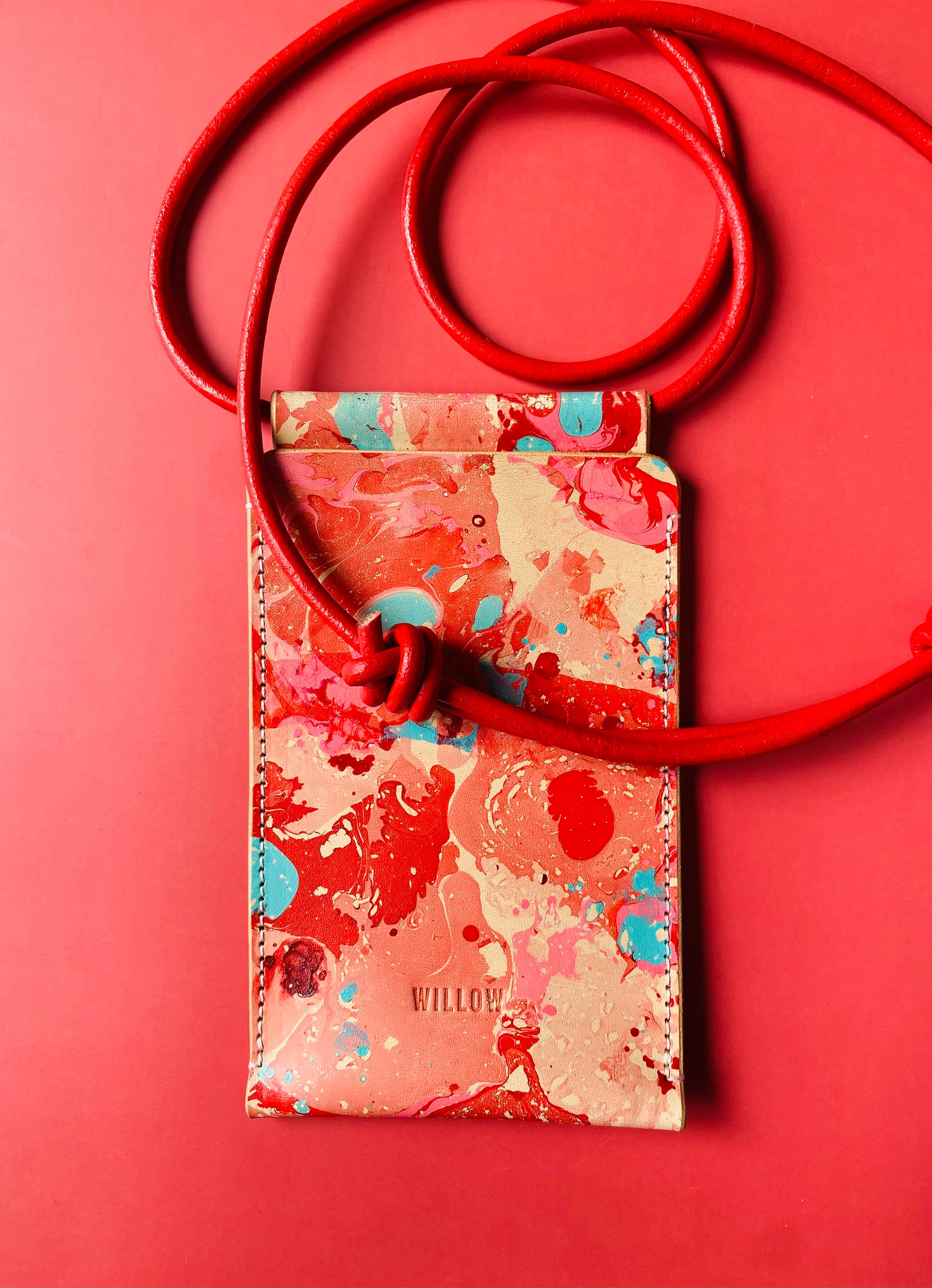 SECONDS Handmade Leather Marbled Phone Carrier - Personalisation available