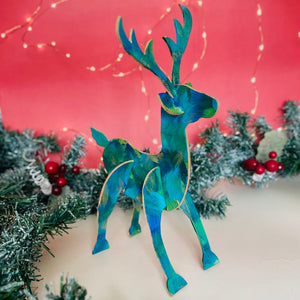 Hand Painted Leather Reindeer Decoration