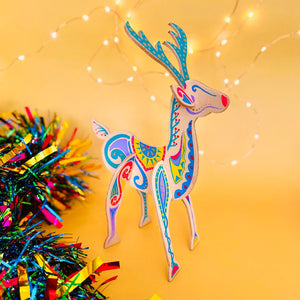 DIY Kit - Hand Paint Your Own Leather Reindeer Ornament