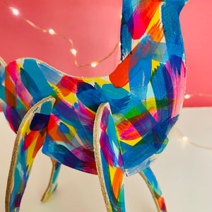 Hand Painted Leather Reindeer Decoration