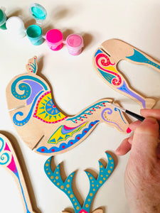 DIY Kit - Hand Paint Your Own Leather Reindeer Ornament