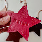 Load image into Gallery viewer, Personalised Embossed Christmas Star Decoration
