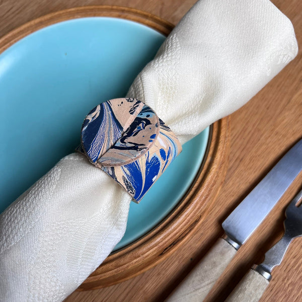 Marbled Metal Rings 2 Marbled Leather Napkin Rings – Willow Handmade Leather Shop Designs