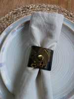Load image into Gallery viewer, 2 Personalised Gold Marbled Leather Napkin Rings
